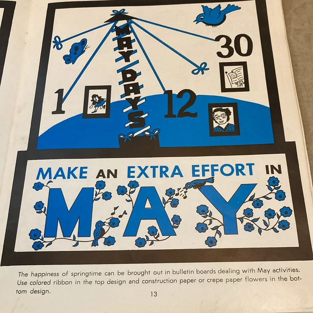 Vintage 1968 Classroom Bulletin Board Design Book With Color Graphics